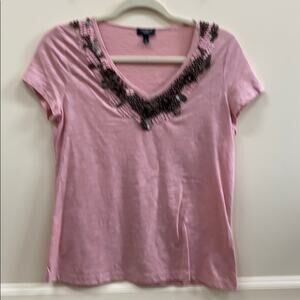 Talbots S pink beaded Short sleeve top